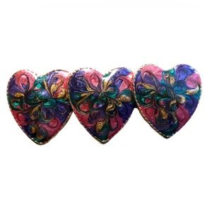 Multicolor Triple Heart Barrette